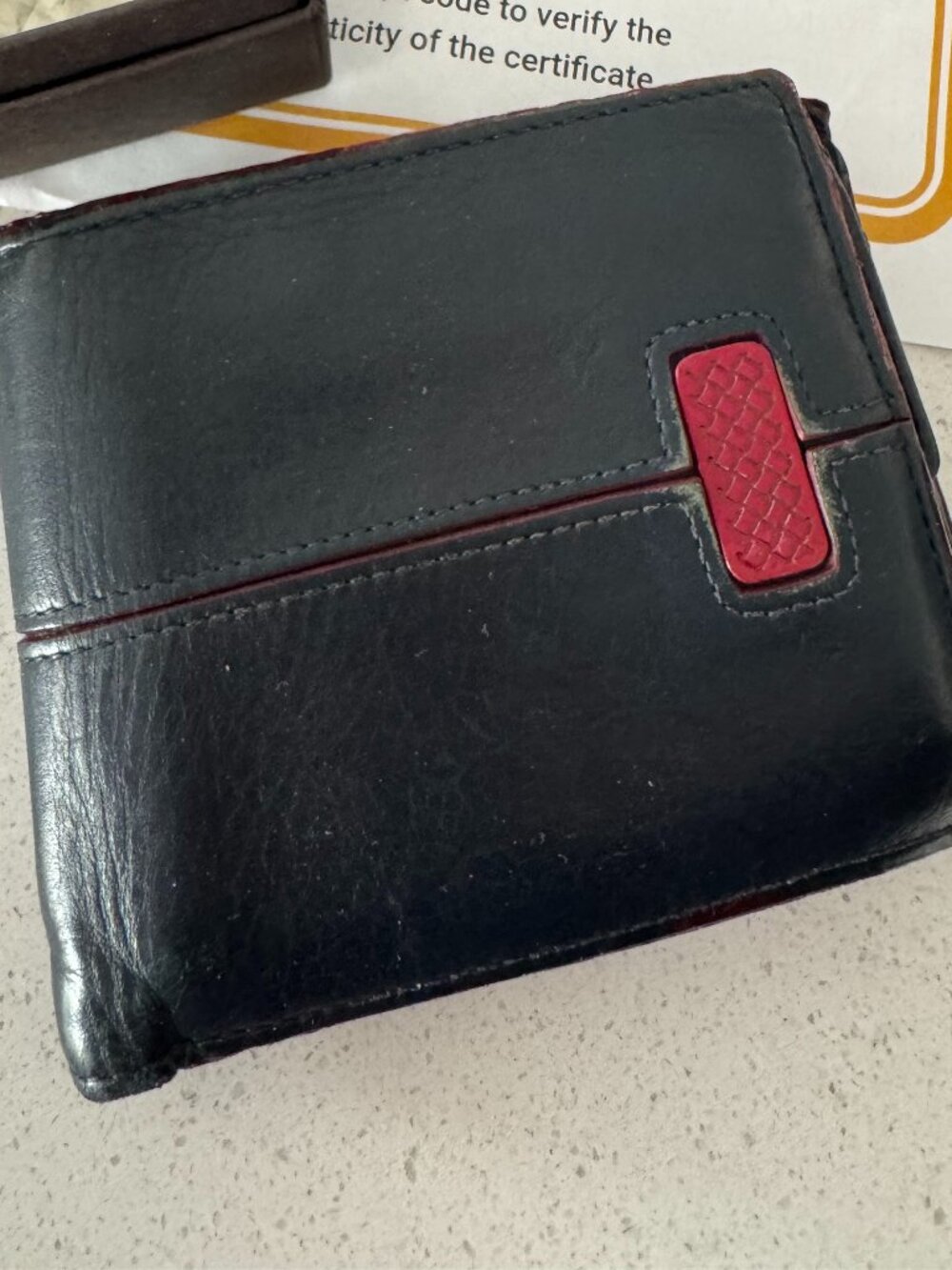 Bottega Veneta mens deep navy blue bifold wallet brand new!
